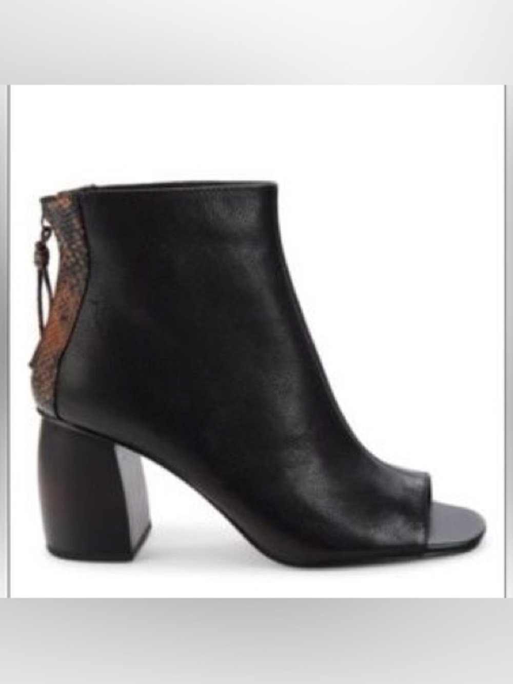 Sanctuary Sa-Rock It Open-Toe Leather Ankle Boot with Brown Snake-Print